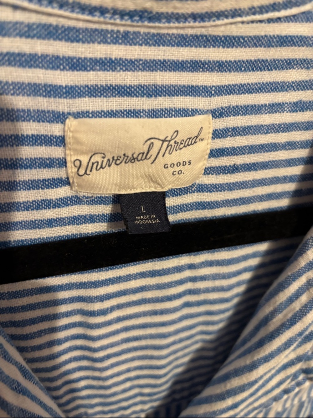 Universal Thread Blue and White Striped Button-Front Shirt - Picture 3 of 7